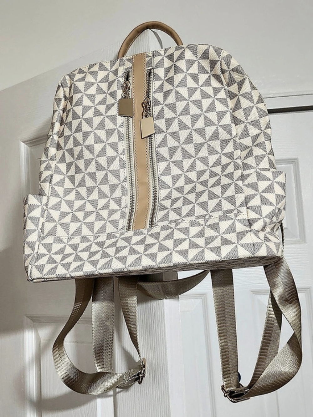 Geometric Backpack in White & Gray Like New